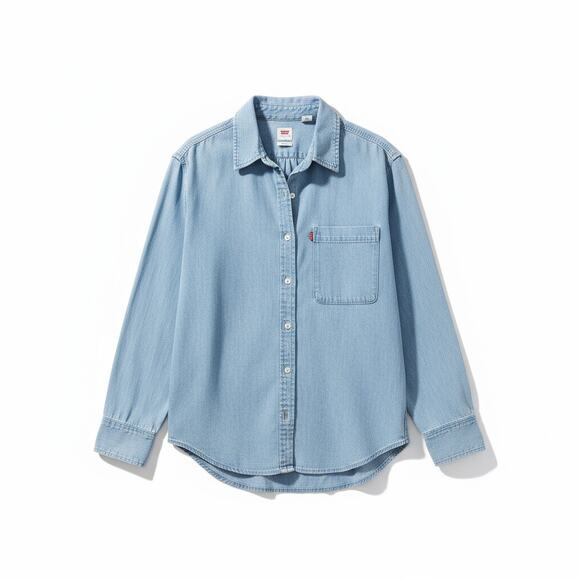 LEVI'S Chambray Relaxed Fit Workshirt Light Blue Cotton Tencel Blend- Size Large - Picture 1 of 9